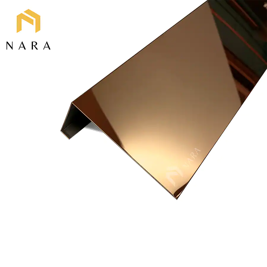 คิ้วสแตนเลสติดฝ้าเพดาน 10x50x100 มม. สีโรสโกลด์