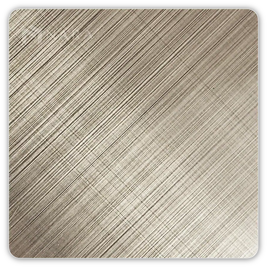 แผ่นสแตนเลส 304 สีบรอนซ์ ผิว ครอสแฮร์ไลน์