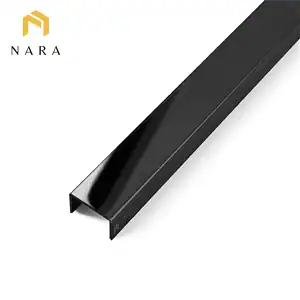 คิ้วสแตนเลสตัวยู 15 มม. สีดำกราไฟต์