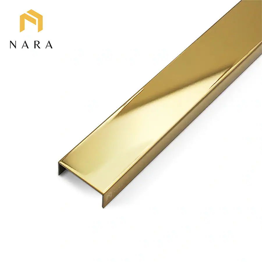 คิ้วสแตนเลสตัวยู 25 มม. สีทอง