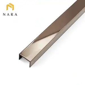 คิ้วสแตนเลสตัวยู 15 มม. สีดาร์กบราวน์