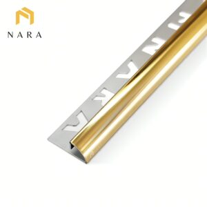 คิ้วกระเบื้องสแตนเลสขอบโค้ง สีแชมเปญโกลด์ 15 มม.