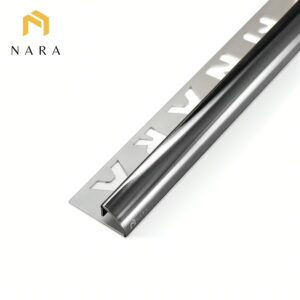 คิ้วกระเบื้องสแตนเลสขอบโค้ง สีดำกราไฟต์ 15 มม.