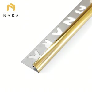 คิ้วกระเบื้องสแตนเลสขอบโค้ง สีไวท์โกลด์ 10 มม.