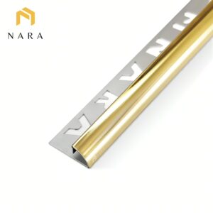 คิ้วกระเบื้องสแตนเลสขอบโค้ง สีไวท์โกลด์ 15 มม.