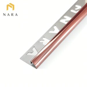 คิ้วกระเบื้องสแตนเลสขอบโค้ง 10 มม. สีพิงค์โกลด์ ผิวเงา