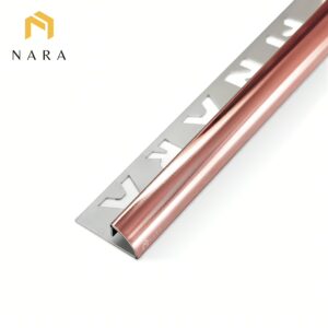 คิ้วกระเบื้องสแตนเลสขอบโค้ง 15 มม. สีพิงค์โกลด์ ผิวเงา