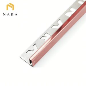 คิ้วกระเบื้องสแตนเลสขอบเล็ก 5 มม. สีพิงค์โกลด์ ผิวเงา