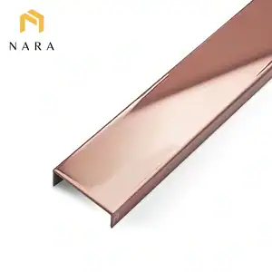 คิ้วสแตนเลสตัวยู 30 มม. สีพิงค์โกลด์ ผิวเงา