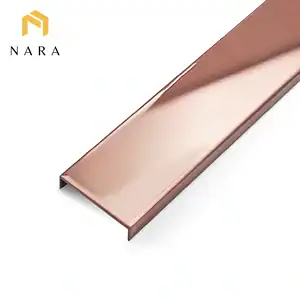 คิ้วสแตนเลสตัวยู 40 มม. สีพิงค์โกลด์ ผิวเงา