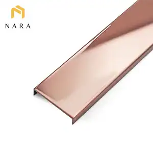 คิ้วสแตนเลสตัวยู 50 มม. สีพิงค์โกลด์ ผิวเงา