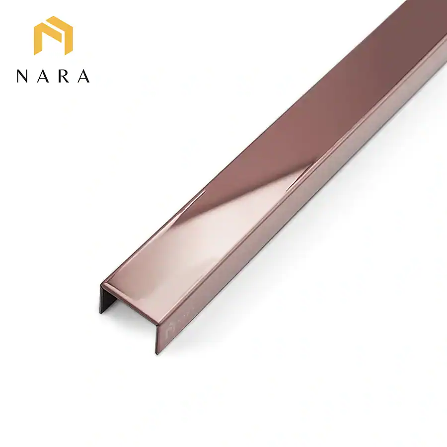 คิ้วสแตนเลสตัวยู 15 มม. สีเวลเว็ทโกลด์ ผิวเงา