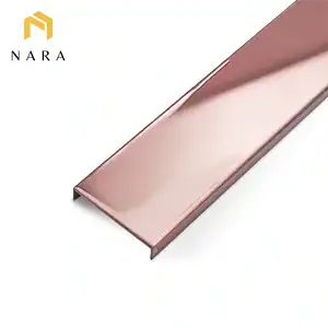 คิ้วสแตนเลสตัวยู 50 มม. สีเวลเว็ทโกลด์ ผิวเงา