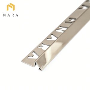 คิ้วกระเบื้องสแตนเลสมุมลาด สีบรอนซ์ ผิวเงา 10 มม.