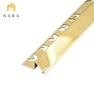 คิ้วกระเบื้องสแตนเลสมุมลาด สีแชมเปญโกลด์ ผิวเงา 15 มม.