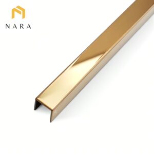 คิ้วสแตนเลสตัวยู 10 มม. สีทองแดง ผิวเงา