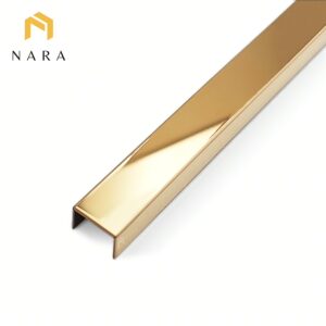 คิ้วสแตนเลสตัวยู 15 มม. สีทองแดง ผิวเงา